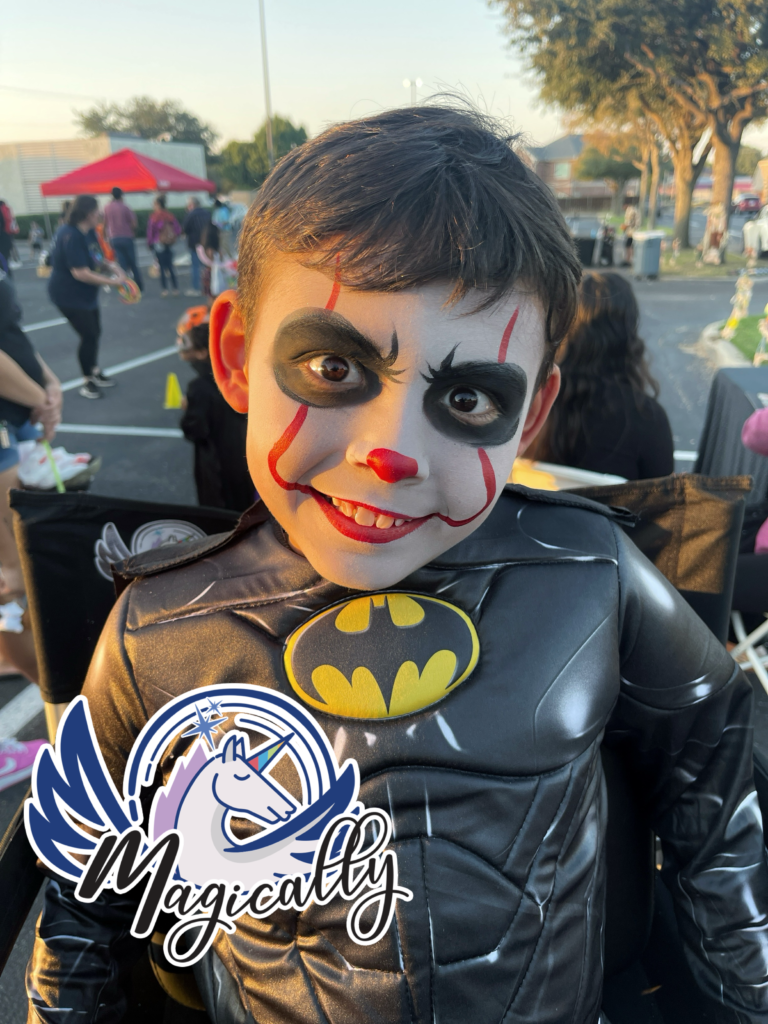 Custom face painting for Halloween: Intricate and artistic designs created with professional face paint